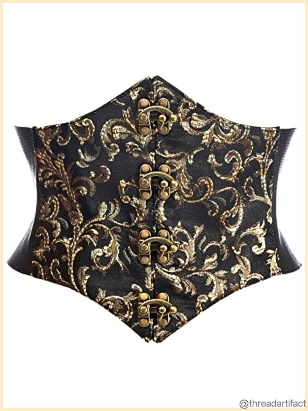 Crushed Velvet Corset Belt Cincher Clasp Detail Brocade Swirl